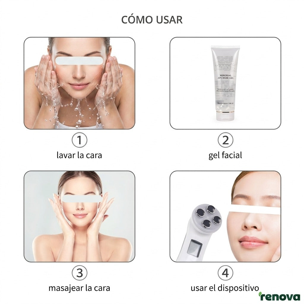 Dispositivo de Rejuvenecimiento Facial 5 en 1 – Terapia de Radiofrecuencia, EMS y Fototerapia LED