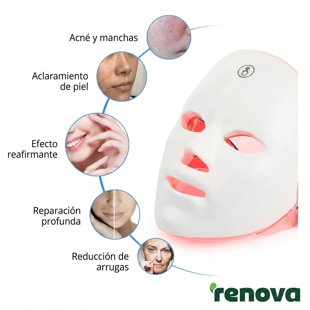 Máscara de Fototerapia LED Profesional – Tratamiento Lumínico Rejuvenecedor de 7 Colores