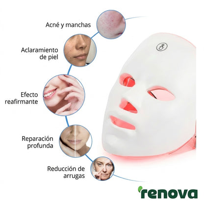 Máscara de Fototerapia LED Profesional – Tratamiento Lumínico Rejuvenecedor de 7 Colores